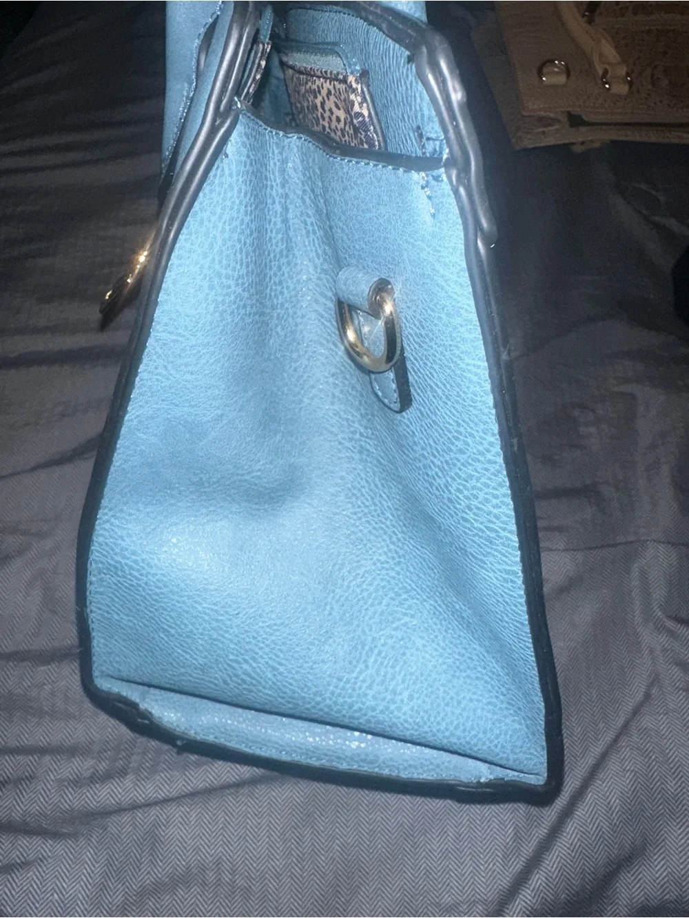 Michael Kors Teal Leather Satchel with Gold Hardware